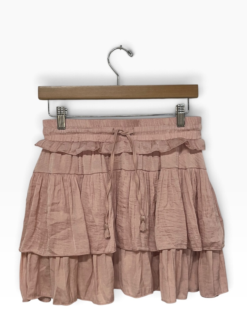 Day + Moon | Dusty Pink Ruffle Drawstring Skirt Skort L